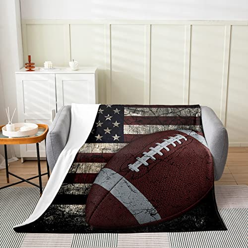 Erosebridal American Flag Blanket, Boys Football Throw Blanket Twin 60X80 Soccer Sports Games Fleece Blanket United States Federations Stars Stripes Bed Blanket For Kids Teens Adult Bedroom Decor #TOP1