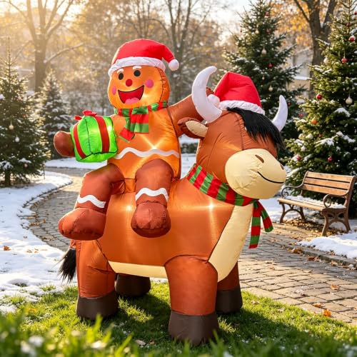Aufblasbare Hochlandkuh mit Weihnachtsmütze – 1,8 m – Bild 7