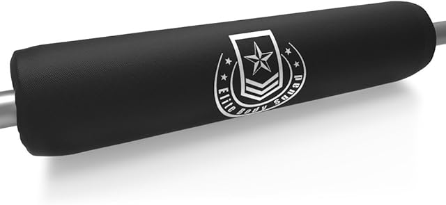 Elite Body Squad Barbell Pad - Heavy Duty Weight Lifting Barbell Pad With Quick Fit Grip Strip Fastener - Protect Your Neck and Shoulders When Doing Squats Or Other Exercises. Fits Olympic Bar and Standard Barbell - Full Lifetime Guarantee