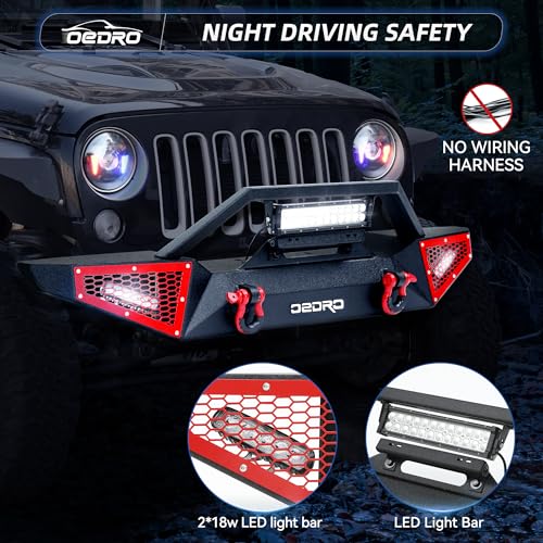 Image of OEDRO Front Bumper w /Light Fit 07-26 Jeep Wrangler JK JL & 20-26 Gladiator