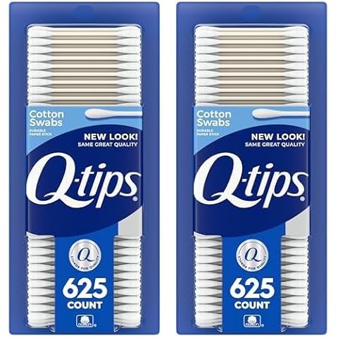 Q-tips Cotton Swabs for Hygiene and Beauty Care Original Cotton Swab Made with 100% Cotton 625 Count, White (Pack of 2)