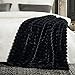 Cozy Bliss Faux Fur Throw Blanket for Couch, Cozy Warm Plush Striped Blanket for Sofa Bedroom Living Room, 50 * 60 Inches Black