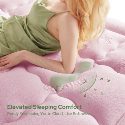 Image of BEDLORE Full Size Mattress Topper, Pillow Top Mattress Pad | Stretchable Pockets Fit 6 inch-15 inch Mattress, Soft Breathable Thick Mattress Topper for Back Pain Relief & Hot Sleepers(Pink)
