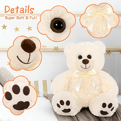 Morismos Bulk Teddy Bear Stuffed Animal Plush Toys-3 Packs Plush Teddy Bears Bulk, 3.8 Inch Stuffed Teddy Bears Baby Shower For Girl Boy,Wholesale Teddy Bear Stuffed Animals Bulk For Chiristmas,White #TOP4