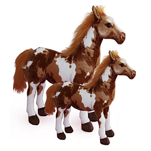 Image of Tickles Horse with Baby Soft Stuffed Plush Animal Toy for Kids Boys & Girls (Color: Brown & White Size: 45 cm)