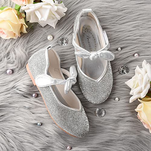 Girls Glitter Bridesmaids Shoes Party Wedding Princess Dress Flat4