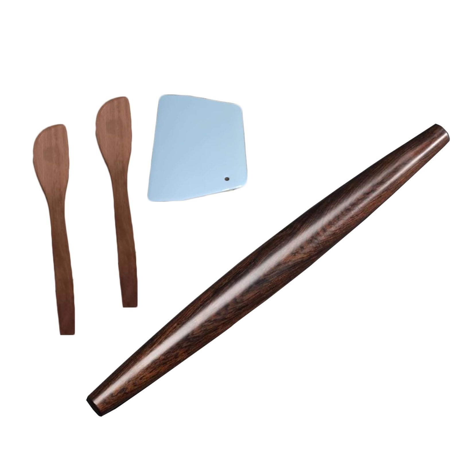 Rodillo de amasar cocina Rodillos de repostería de diseño cónico 27 40 CM, Rodillo francés con rascador de plástico y cucharas para rellenar, Rodillo de pasta para noodles Dumpling Wonton Bao Bun(Dark