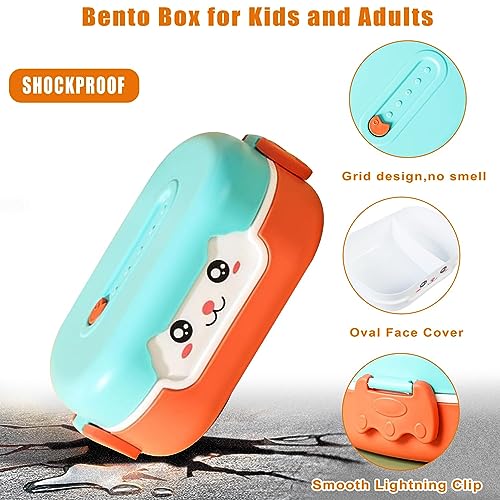Bento Lunch Box for Kids - Food & Snack Container for Kids & Adults - Dishwasher & Microwave Safe | BPA & PVC Free | Leakproof | loncheras para niños (MIXCOLOR-A) - Thumbnail 4