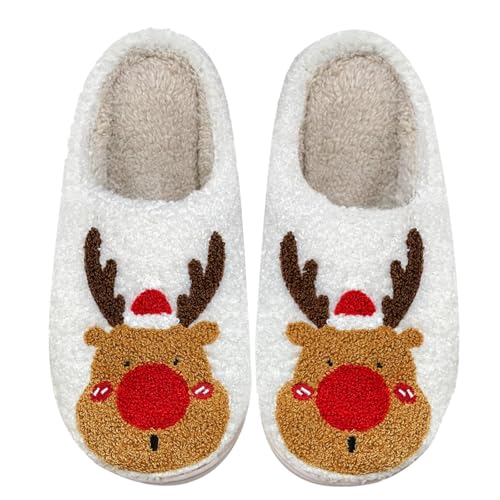 White Ghost Women's Halloween Fuzzy Warm Spooky Cute Fall House Slippers for Men - Outdoor & Indoor