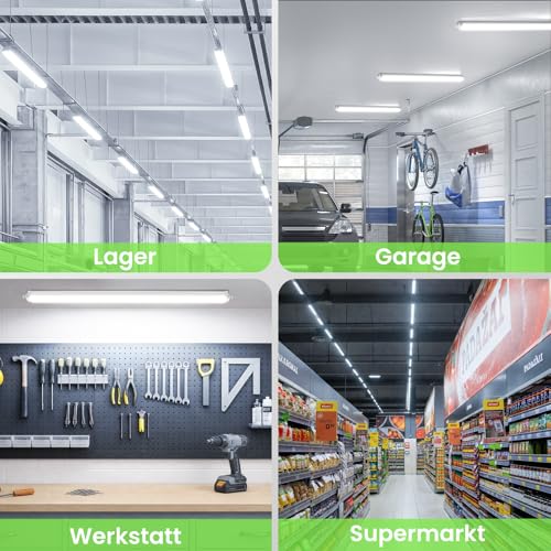 ALUSSO 2 Stück LED Feuchtraumleuchte 60CM, 20W 2400LM LED Röhre 4000K, IP65 Wasserfest Feuchtraumlampe Werkstatt Deckenleuchte für Garage,Keller,Werkstatt,Feuchtraum,Bad,Büro,Warenhaus