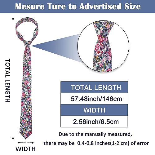 Image of Mantieqingway Men's Cotton Floral Neck Tie 2.56'' Printed Skinny Tie