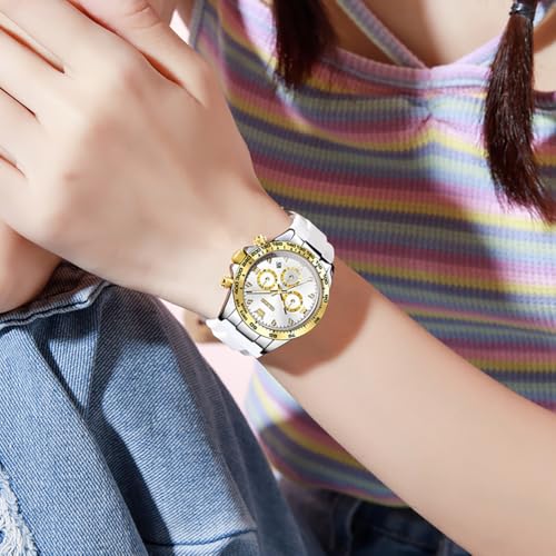 Image of OLEVS Luxury Diamond Small Female Watches - Stainless Steel Bracelet, Waterproof Business Dress Analog Luminous Date Ladies Watches
