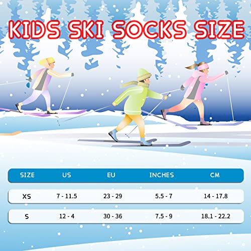 BQA 2 Paia Calze da sci Bambini Inverno Caldo Thermal Snow Socks, Sci Snowboard Pattinaggio per Bambini e Ragazze - Image 7