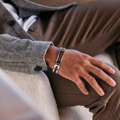 Eve'S Addiction BR11023 Custom Engraved Men'S Stainless Steel Id Bracelet thumb #1