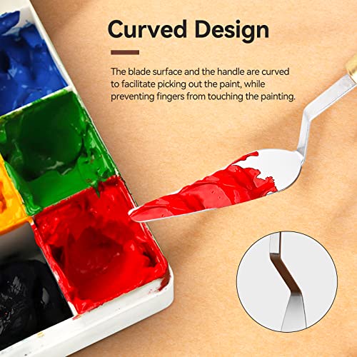 Image of Palette Knife Set Stainless Steel Spatula palette knife for oil painting acrylic painting, Lightwish Painting Knife with Wood Handle for Artist Painting supplies (3)