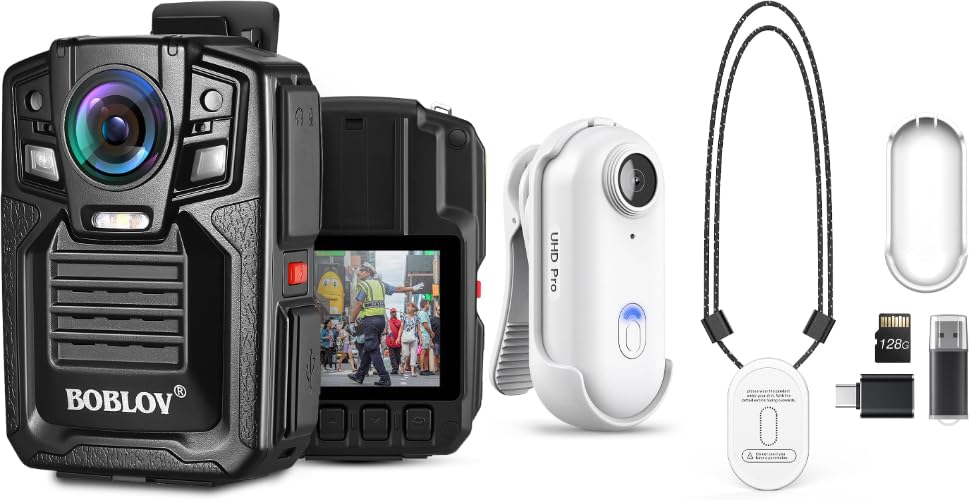 BOBLOV HD66/D7 2K Body Camera, Dual Batteries and Charging Dock,Outdoor Camera with 170° Wide-Angle Lens(256GPS) W4 2K Mini Body Camera, Wearable 128GB Camera with 360°Rotatable Clip