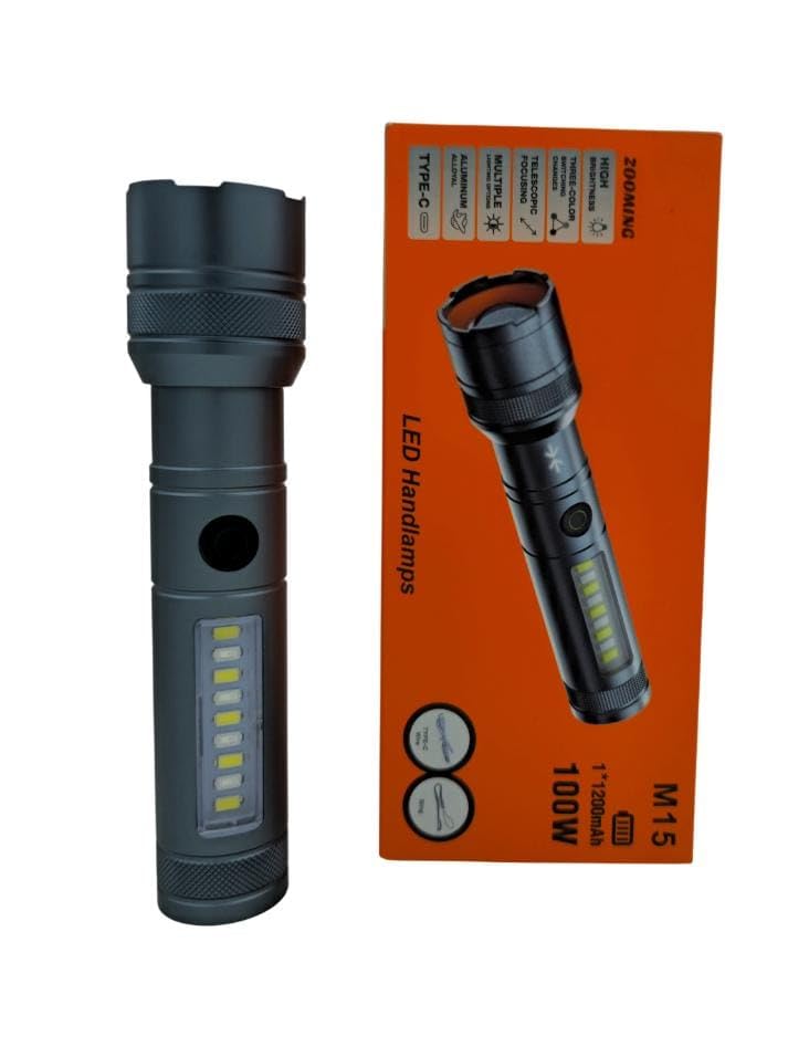 RL-M15 Professional LED Flashlight 100W, Super Bright Long Range Torch, Zoom Focus, Type-C Rechargeable for Camping & Emergency Use-image-34