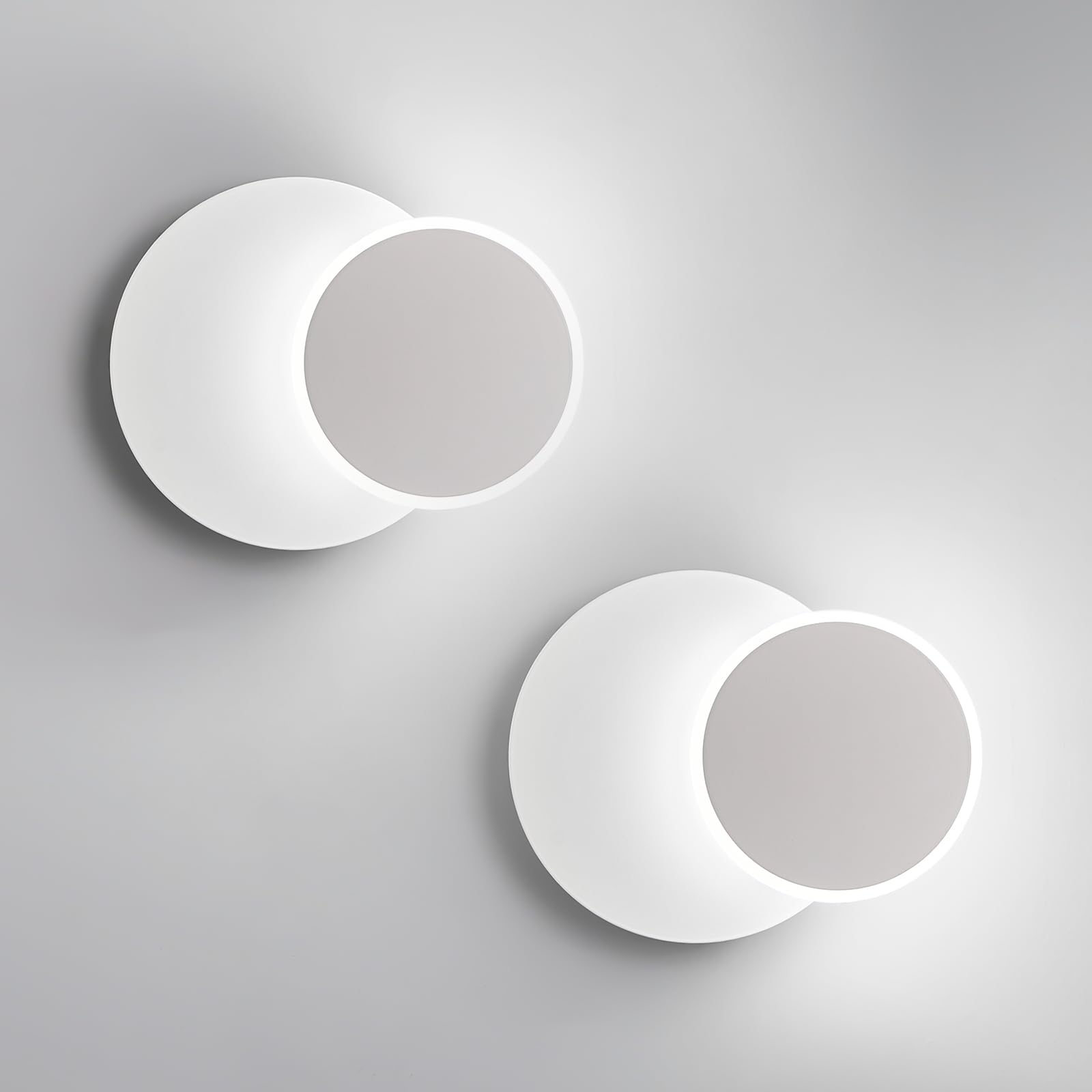 BNHHLZ Modern LED White Wall Sconces Set of Two Acrylic Wall Lights Lighting Fixture 6000K White Light 8W Dimmable Wall Lamp Round Sconces Wall