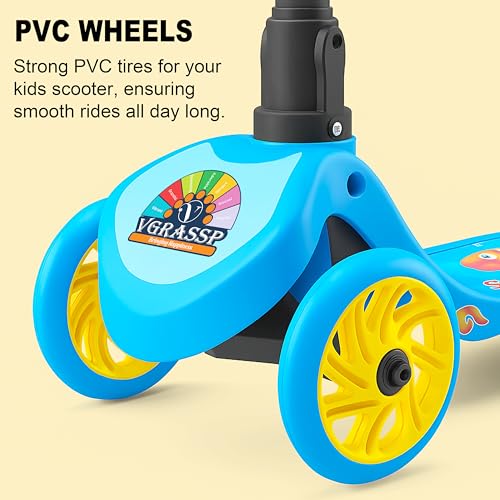 Image of VGRASSP 3 Wheel Skate Scooter for Kids with PVC Wheels, Foldable & Height Adjustable Handlebar, Rear Brake - Outdoor Kick Cycle for Boys & Girls - (Narrow Wheels)