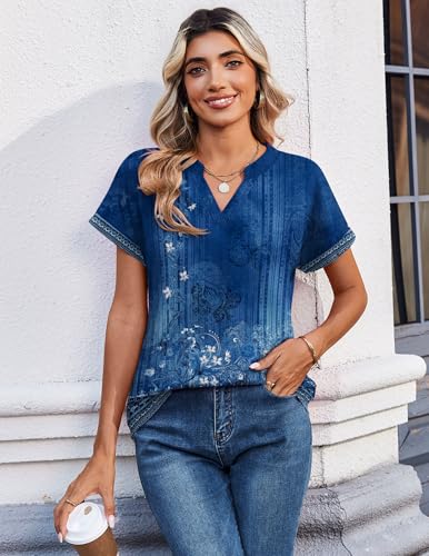 Image of Zeagoo Womens Tops Short Sleeve Summer V Neck Shirts Work Blouses Business Outfits Fashion Clothing