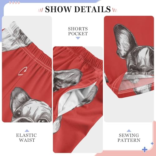 French Bulldog with Love Boys Long Pants Soft Trousers Elastic Waist Kids Lounge Bottoms with Pockets S-XL4