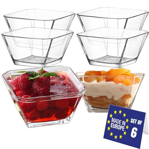 NORDIC SCHILLER Cuencos para Postres Cristal Set 6, 300ml SIN PLOMO Copas Postre Cristal Cuencos Aperitivos, Tazones para Salsas, Ensaladera de Vidrio, Ensaladier, Tazas para Postres, Glass Bowls