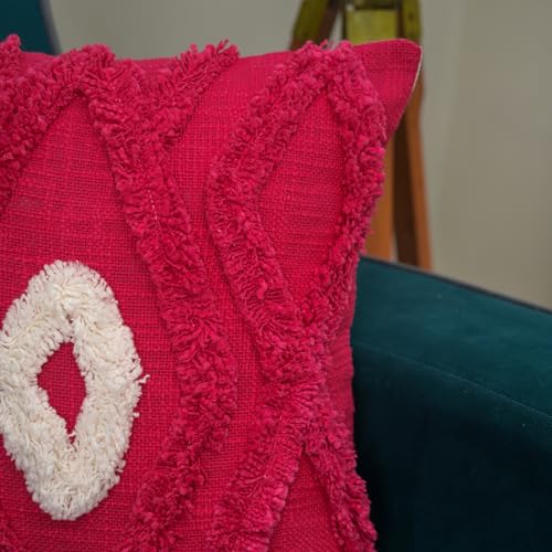 Image of Handmade Soft Boho Cotton Pillow Case | Embroidered Decorative Cushion Cover for Home Decor | 16 X 16 Inch Throw Pillow Cases for Living Room and Bed Room (Set of 1, 16 * 16)