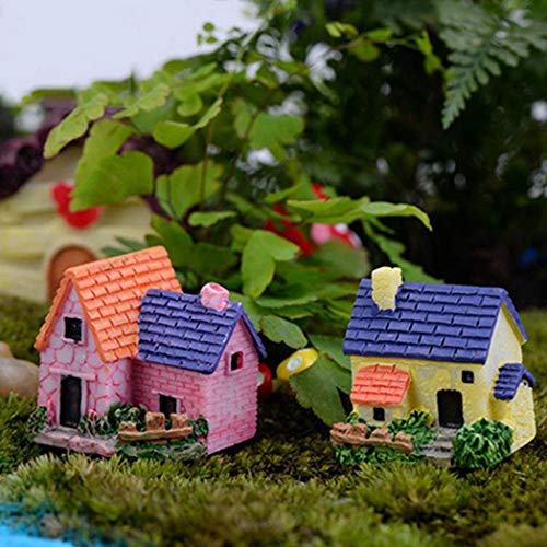 Sytauuan Ornament Decor,Fairy Garden Miniature Resin House Villa Micro Landscape Bonsai - Random Color
