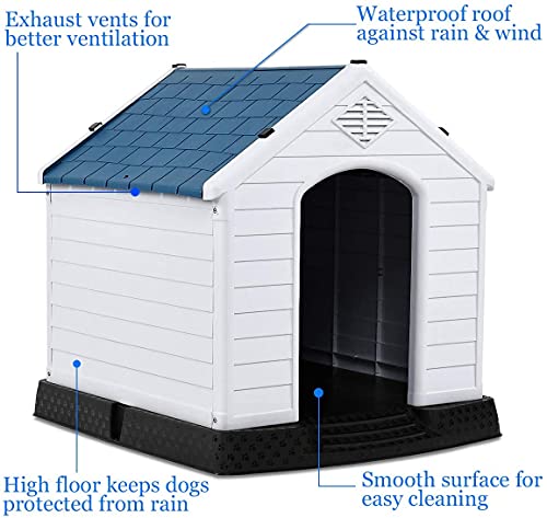 Toolsempire 34 Inches Dog House Outdoor for Large Dogs, Plastic Large Dog House with Sturdy Kennel, Air Vents & Elevated… - Image 6