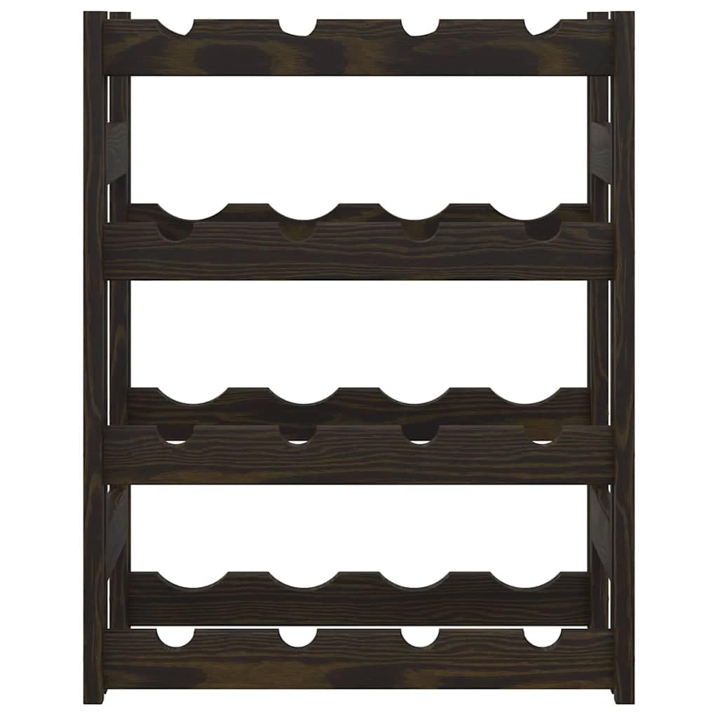Weinregal für 16 Flaschen, Flaschenregal aus Massivholz Kiefer schwarz mit 4 Ablagen, Flaschenhalter für Küche, Esszimmer, Keller, Bar und Speisekammer zur geordneten Lagerung