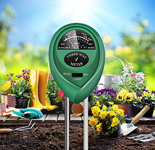 Soil Moisture Meter, Soil PH Meter, Soil Test Kit for Indoor/Outdoor Plants, Soil Meter for Garden, Farm, Lawn, Indoor and Outdoor, No Battery Needed