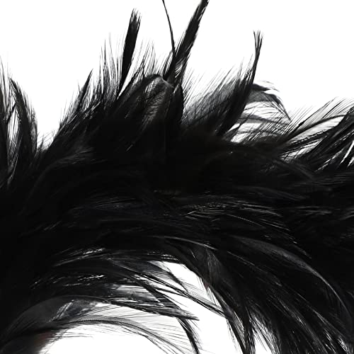 MWOOT Feather Headband, 1920s Feathered Fascinator, Black Artificial Flower Feather Headwear - Image 3