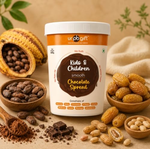 Image of URPBGIFT Chocolate Spread Smooth Sweetened with Dates | Creamy Chocolate Nut Spread | No Refined Sugar | Rich Cocoa Taste | Breakfast Dessert Spread for Toast Pancakes Smoothies | 500 g Jar