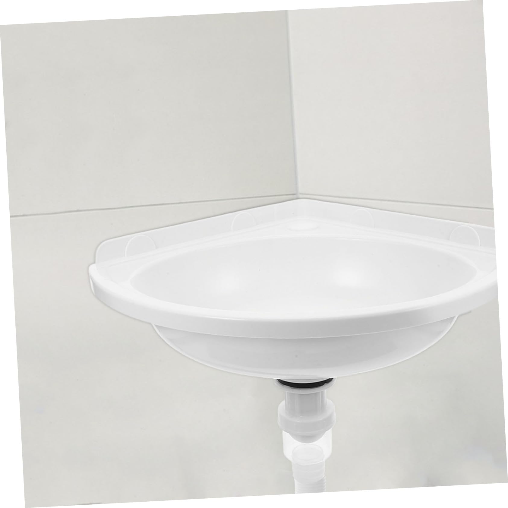 VILLCASE Lavabo Triangulaire Mural en Plastique Blanc pour Petite Salle de Bain, Facile à Entretenir et Optimisant L'espace Design Moderne et Compact