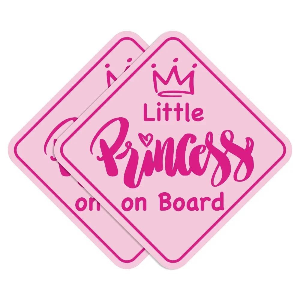 Auto Accessory Princess On Board Car Sticker Creative Baby Little Girls Warning Safety Sign Decal Windshield Window Vinyl Vehicle(2pcs)