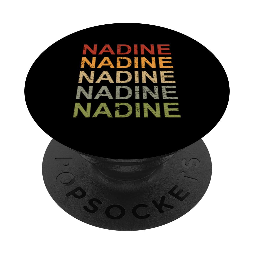 Retro Nadine Personalized, Nadine Name, Girl Woman Nadine PopSockets Swappable PopGrip, Black