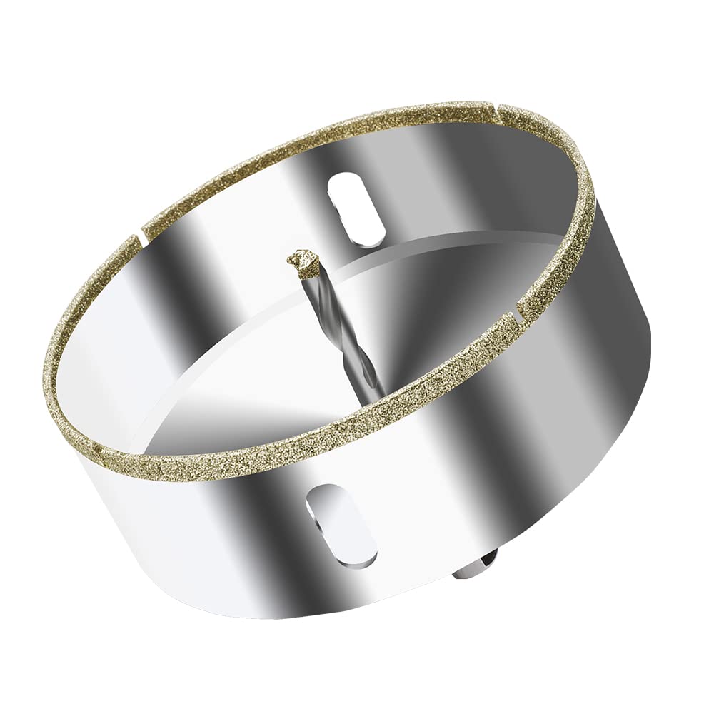 ASNOMY 4-1/2 Inch (115mm) Diamond Hole Saw with Pilot Drill Bit, 4-1/2" Diamond Tip Coated Hole Saw with Guiding Drill Bit for Glass Ceramic Marble