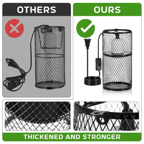 Image of VIHOSE 4 Pcs Reptile Heat Lamp Guard Anti Scald, 4 Inch, White, Black