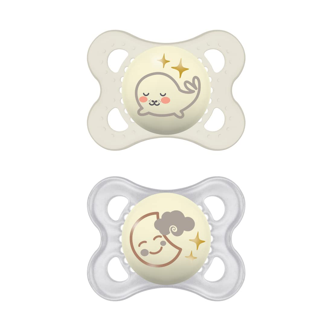 MAM Original Night ZEDMM040N Set da 2 Ciucci Luminosi, 2-6 Mesi, Bianco 2-6 Mesi Neutro