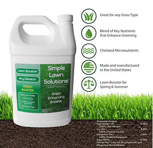 Intense Green Grass Enhancing Booster- Natural Spray Concentrated Liquid Fertilizer Micronutrient- Any Grass Type, All Season- Simple Lawn Solutions (1 Gallon)