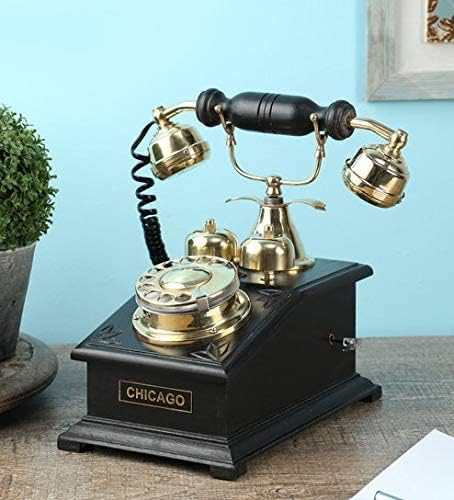 Wooden Brass Telephone – Handmade Vintage Style Working Rotary Dial Phone for Home Décor & Housewarming Gift