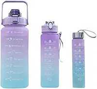 Kit 3 Garrafa De Água Squeeze Galão 2l Litros Motivacional Academia Colorida Antivazamento 3D Tie Dye Frases Português (cores variadas)