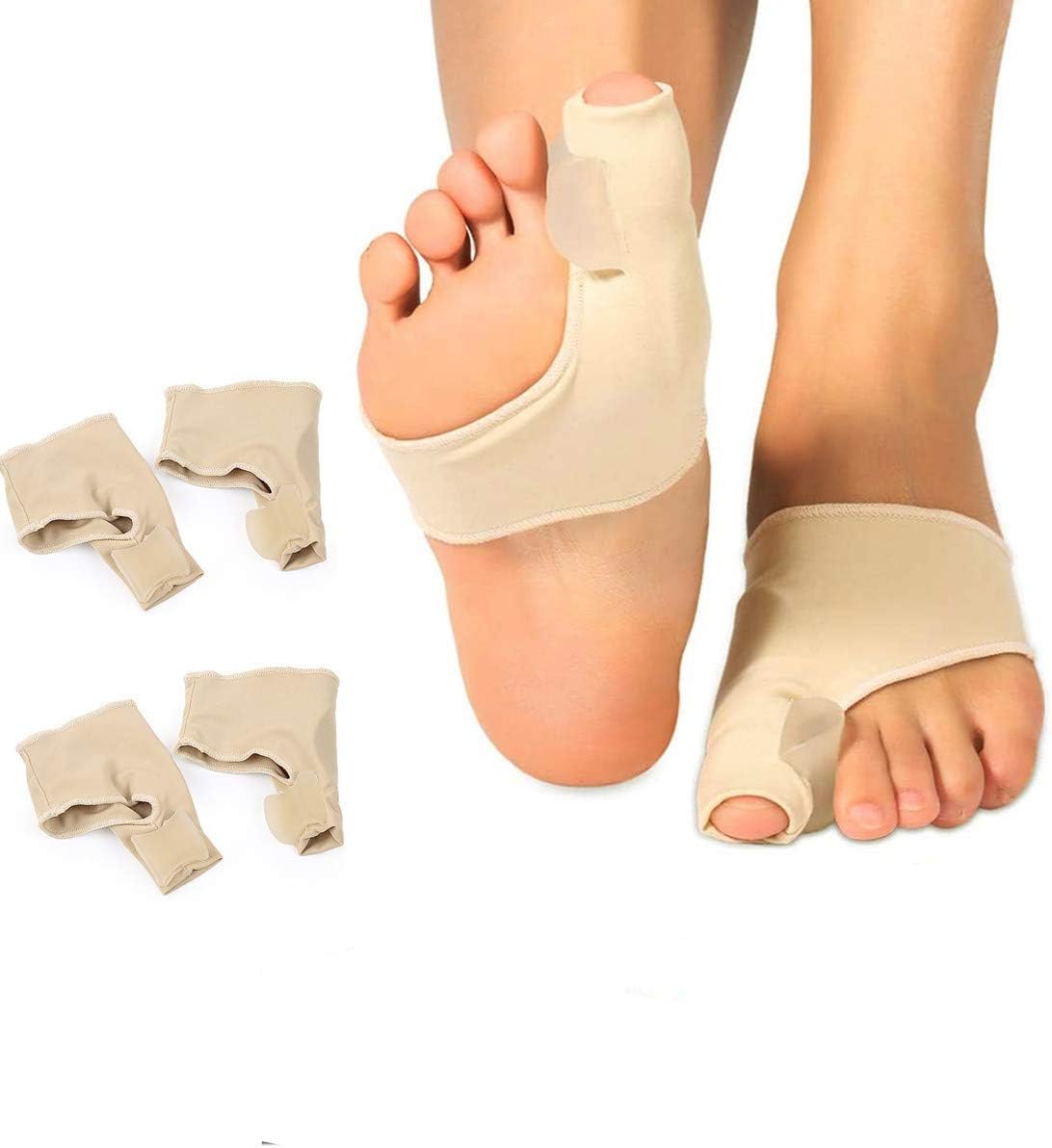 2 Pairs Bunion Corrector and Bunion Pain Relief Sleeve with Gel Bunion Pad Cushion for Big Toe Straightener Hallux Valgus Hammer Toe Tailors Bunion for Day and Night Use Fits Men and Women, One Size