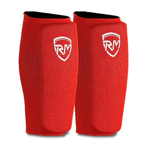 Ringmaster Elastic Shin Pads With Out Instep Leg Guard Cover Kickboxing Karate MMA Thai Martial Arts Training Weightlifting (Large - Image 3