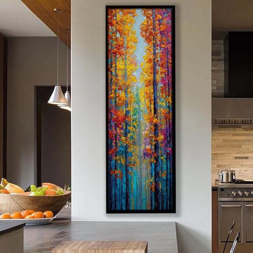 Toile contemporaine d'arbre moderne 50x150cm nature neutre