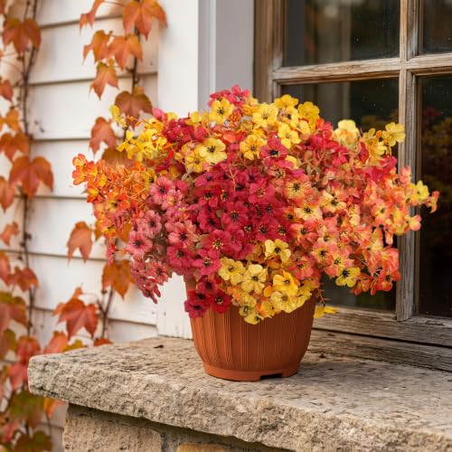 UJROQI Artificial Violet Mums Flowers for Autumn Outdoor Decor, 12-Stem Multi Pack Faux Fall Flowers for Front Porch, Patio, Garden & Large Planters, Fade Resistant Silk Fake Flowers - image 7