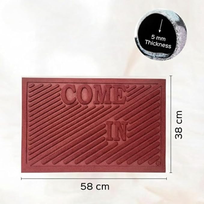 Image of Come in Welcome Door Mat for Entrance | Non-Slip Rubber Backed Doormat for Home, Office & Bathroom | 60 x 40 cm (Red)