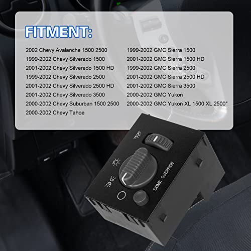 15755595 Headlight Switch Replacement For 1999-2002 Chevy Silverado Avalanche Suburban & Gmc Sierra Yukon, Headlamp Dimmer Switch Replace# D1534G Ds-968 #TOP1