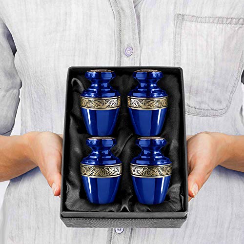Trupoint Memorials Cremation Urns For Human Ashes - Decorative Urns, Urns For Human Ashes Female & Male, Urns For Ashes Adult Female, Funeral Urns - Blue, 4 Small Keepsakes #TOP16