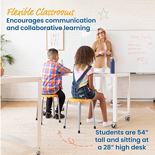 Image of ECR4Kids Daisy Stackable Stool Set, Flexible Seating, Yellow, 8-Piece